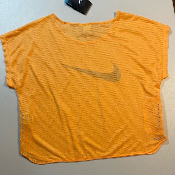 NWT NIKE DRI-FIT City Cool Swoosh Running XL Shirt Orange & Blue Side Pockets - Picture 11 of 12